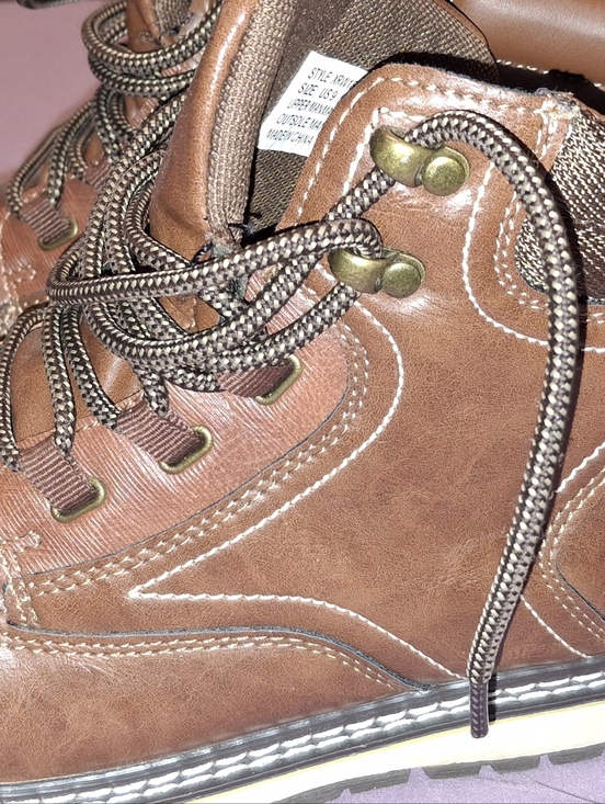Men\'s Brown Lace-Up Work Boots with Cushioned Outsole main image 6